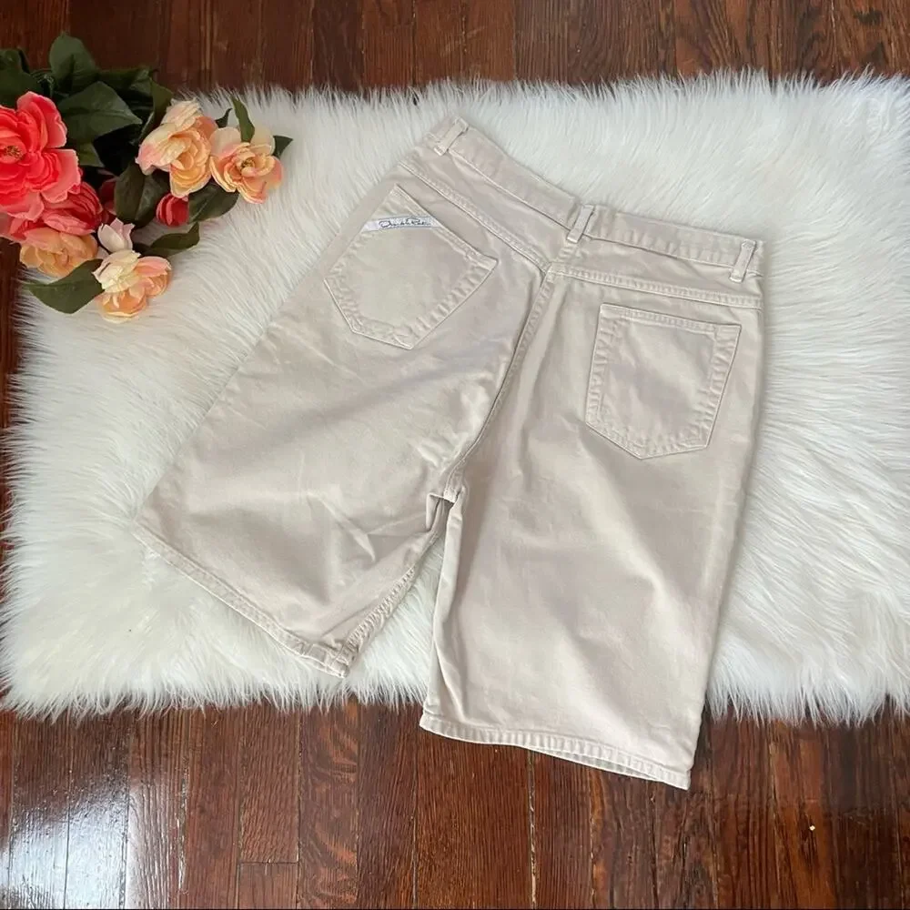Vintage Oscar de la Renta High Waist Shorts Denim Tan